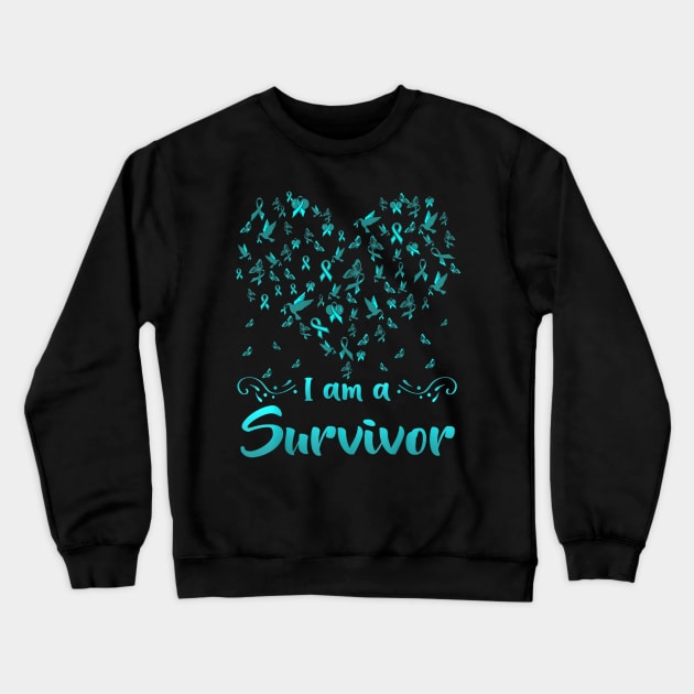 Cervical Cancer Awareness Butterfly Survivor Heart Crewneck Sweatshirt by jordanfaulkner02